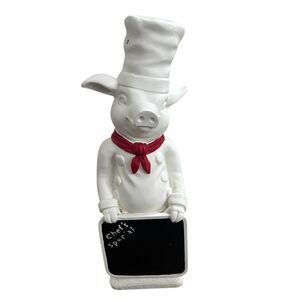 VTG Ceramic Pig Chef Chalkboard 17” Statue Kitchen Decor Figure Menu Board READ